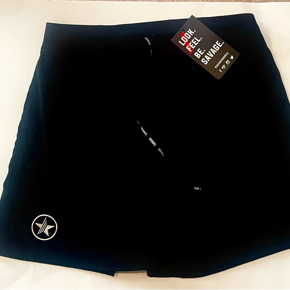 Savage Barbell Mens Black Weightlifting Athletic Adjust-Waist Shorts Sz L - NWT